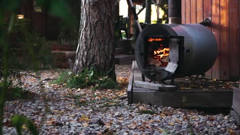 wood stove in the camping site