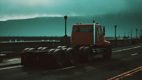 big lorry truck on the bridge