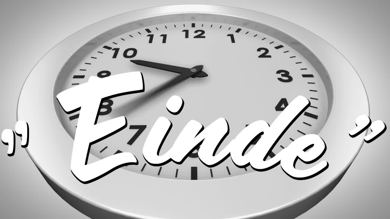 빠르게 움직이는 시계 위의 엔드 텍스트의 애니메이션