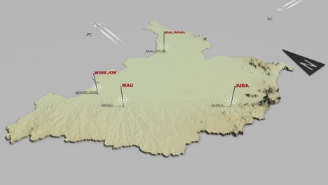 3d terrain map south sudan