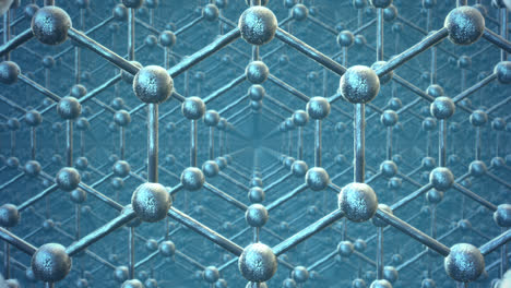 Animación-Perfectamente-Loopable-De-La-Estructura-Del-Grafeno.-Dos-Filas-De-átomos-De-Carbono-Plateados-Reflectantes-En-Forma-De-Panal.-Molécula-O-Partícula-De-Fibra-De-Nanoestructura-De-Tecnología.-Ciencia-Hexagonal.