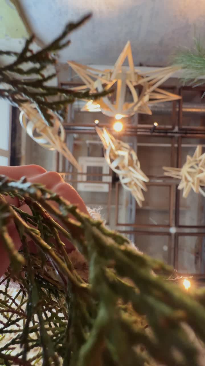 Decorazioni natalizie e interni accoglienti