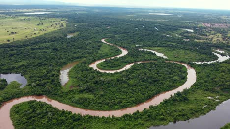 large river in the middle of pantanal, biggest savanna in the world - mato grosso do sul, brazil