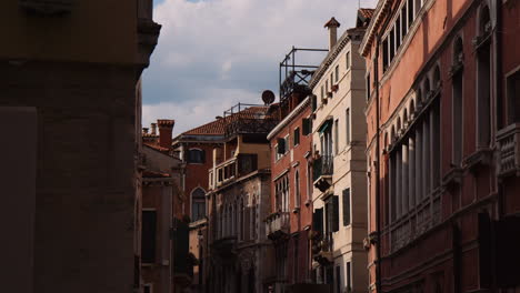 typical facade exterior of architectures in the ancient town of venice, italy