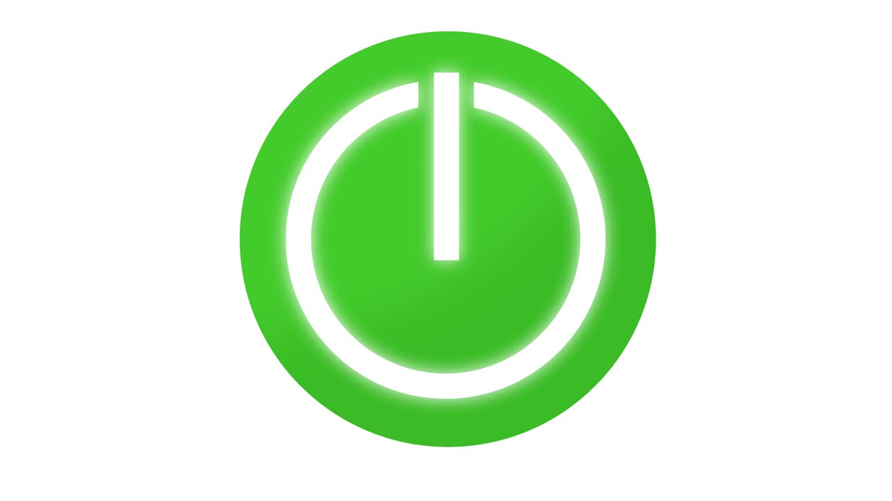 Turn on Power button icon symbol in and out animation green