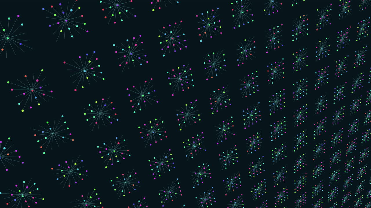Vibrant dot grid pattern in green, blue, and purple shades
