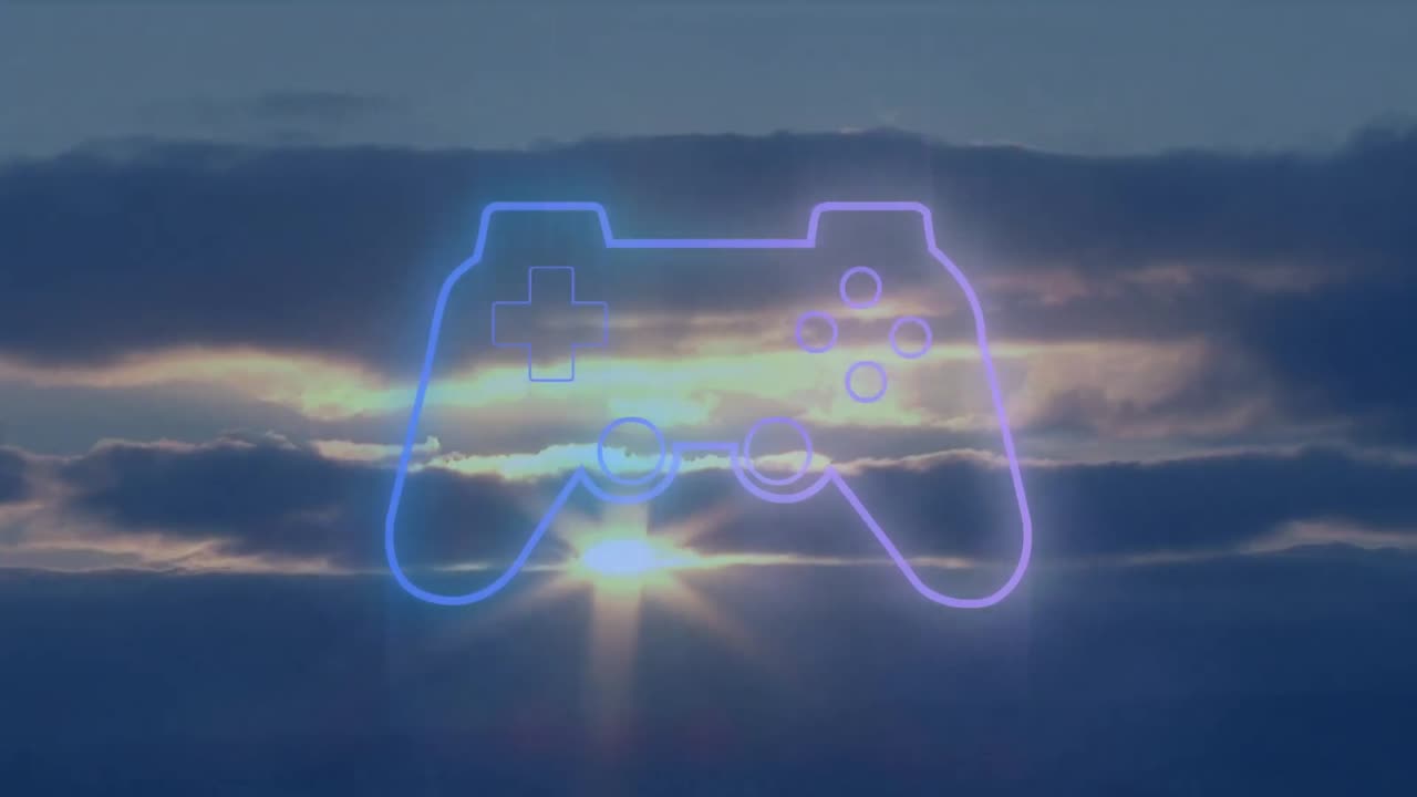 animación de la plataforma de juego sobre el atardecer