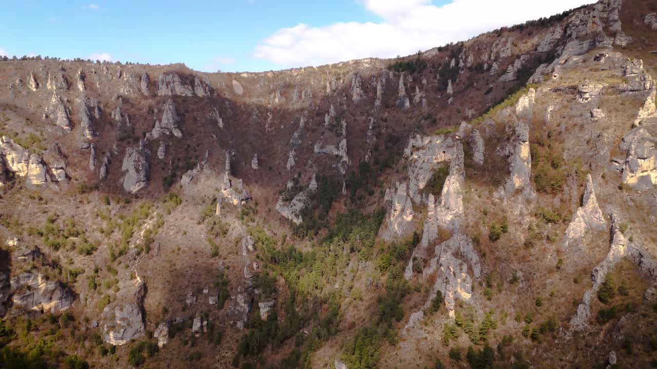 sunlight touches steep rock faces in Lozère and Aveyron gorges