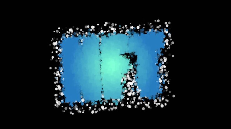 Animazione di testo NFT luminoso con contorno blu e bianco su sfondo nero