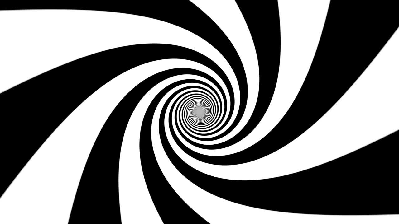 검은색과 색의 나선형 소용돌이 사이키델릭 최면 광학 착각 - 4k 원활한 루프 모션 배경 애니메이션