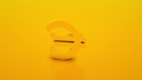 símbolo del euro giratorio. signo del euro aislado sobre un fondo amarillo. animación en bucle 3d