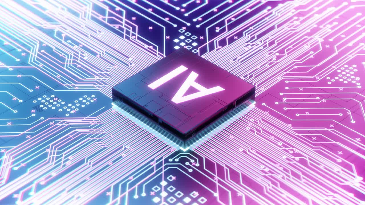 un microprocesador en el circuito de la placa base de la computadora