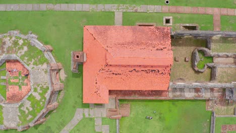 Top-Down-View-Of-The-Old-Nigua-Sugar-Mill-Or-Ingenio-Boca-de-Nigua-In-The-Dominican-Republic---aerial-drone-shot