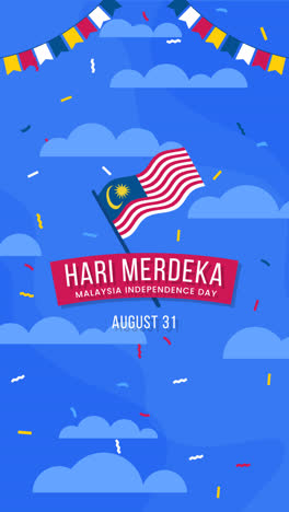 una animación de la ilustración plana de hari merdeka