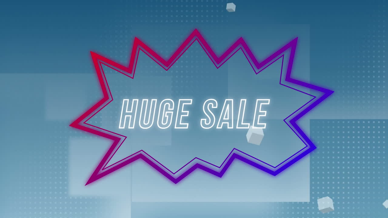 Animation of huge sale text in retro speech bubble