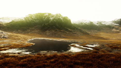 winter mountain landscape with lake