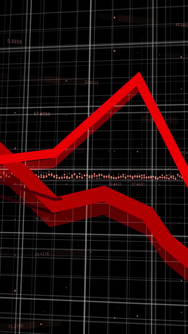 Animazione dell'elaborazione di dati finanziari su sfondo nero