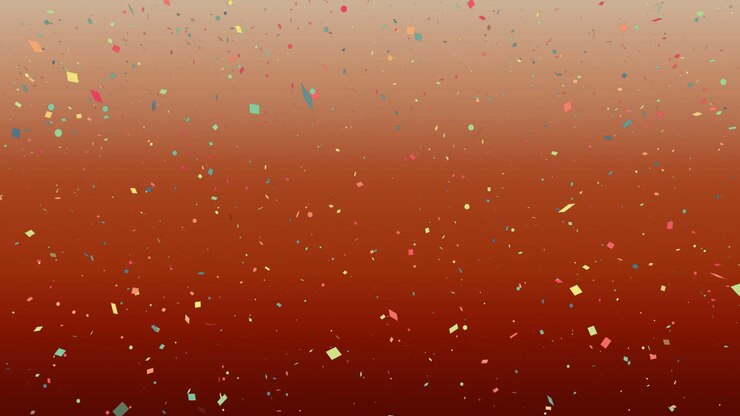 Animation of confetti falling over gradient orange background