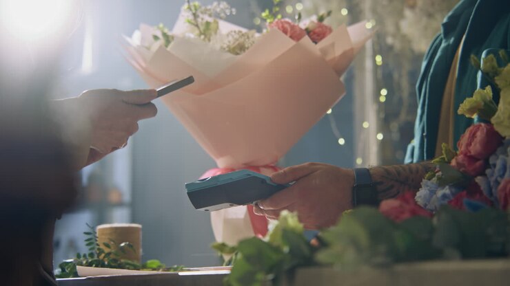 Male Florist Gives Terminal for Payment to Female Customer