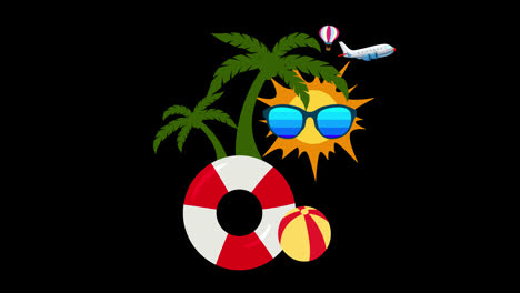 summer-travel-animation-vacations-Tourism-concept-essential-items-for-journey-with-Alpha-Channel.