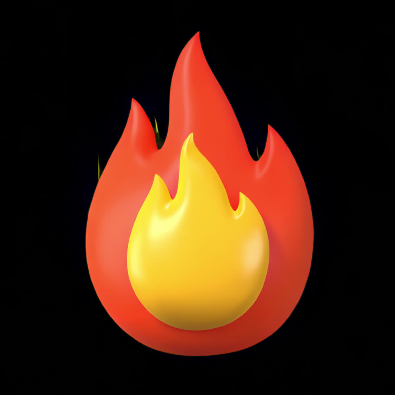 Vibrant fiery flame icon animation isolated asset, transparent 4K video, alpha channel, ProRes 4444