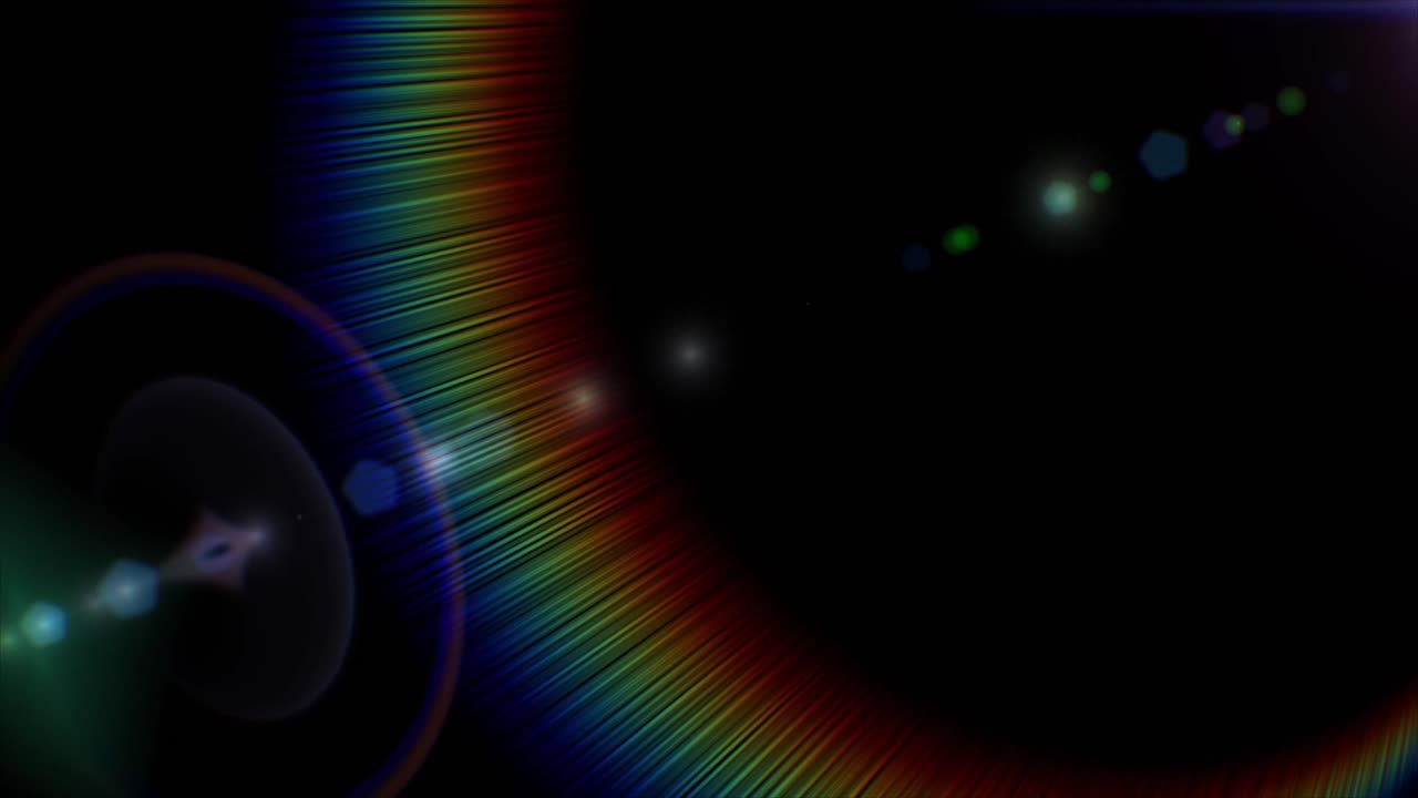 Dynamic Rainbow Lens Flare Effect on Dark Background