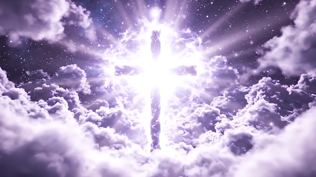 Sfondo per Adorazione 4K: Croce Cristiana e Luce Celeste