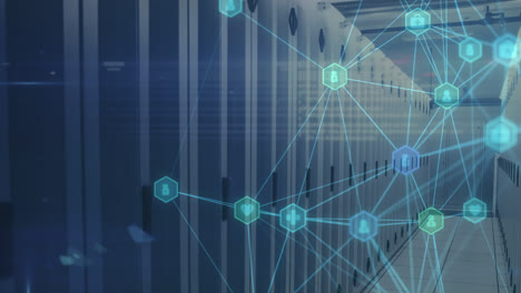 Network-of-connections-icons-against-server-room