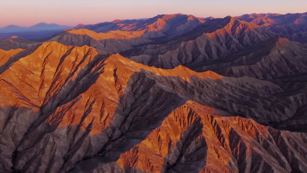 Sunrise over the Dramatic Badlands of the Desert Mountains
