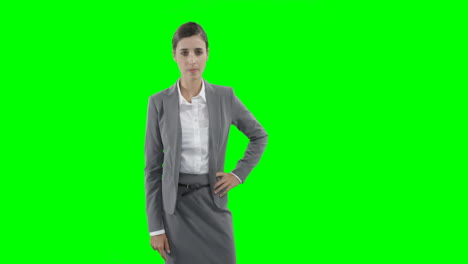 Businesswoman-using-a-virtual-touchscreen