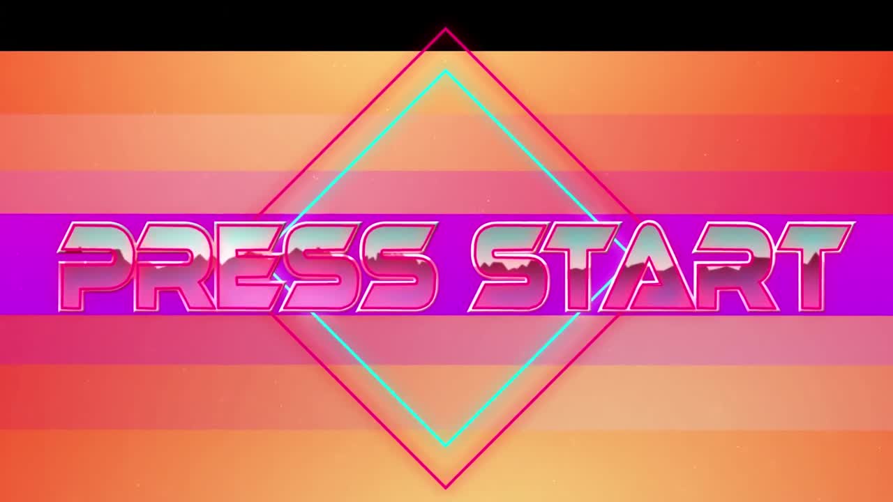 다채로운 배경 위에 인쇄 시작 텍스트의 애니메이션