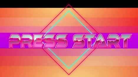 animation of press start text over colorful background