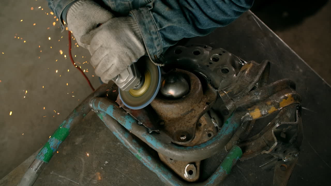 Metal repair work in a workshop