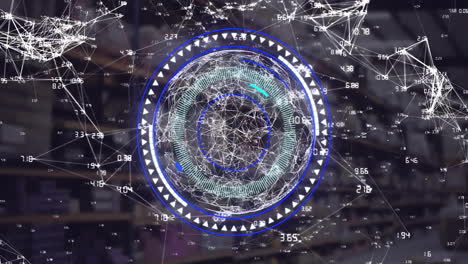 animación del globo, procesamiento de datos, red de conexiones a través del escaneo de alcance