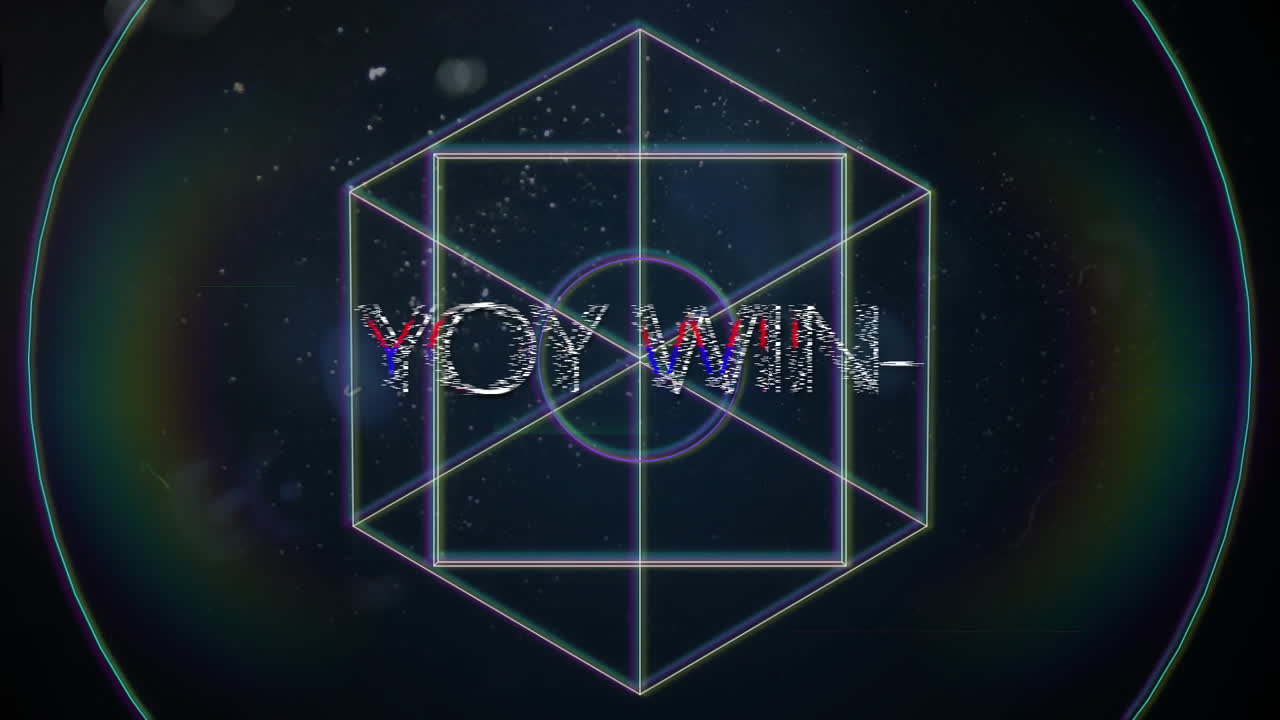 애니메이션 빈티지 비디오 게임 화면에 당신이 이기는 단어가 적혀 있습니다.