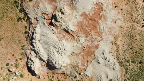 top view of white pocket, sandstone with unusual formations at vermilion cliffs national monument in utah, usa