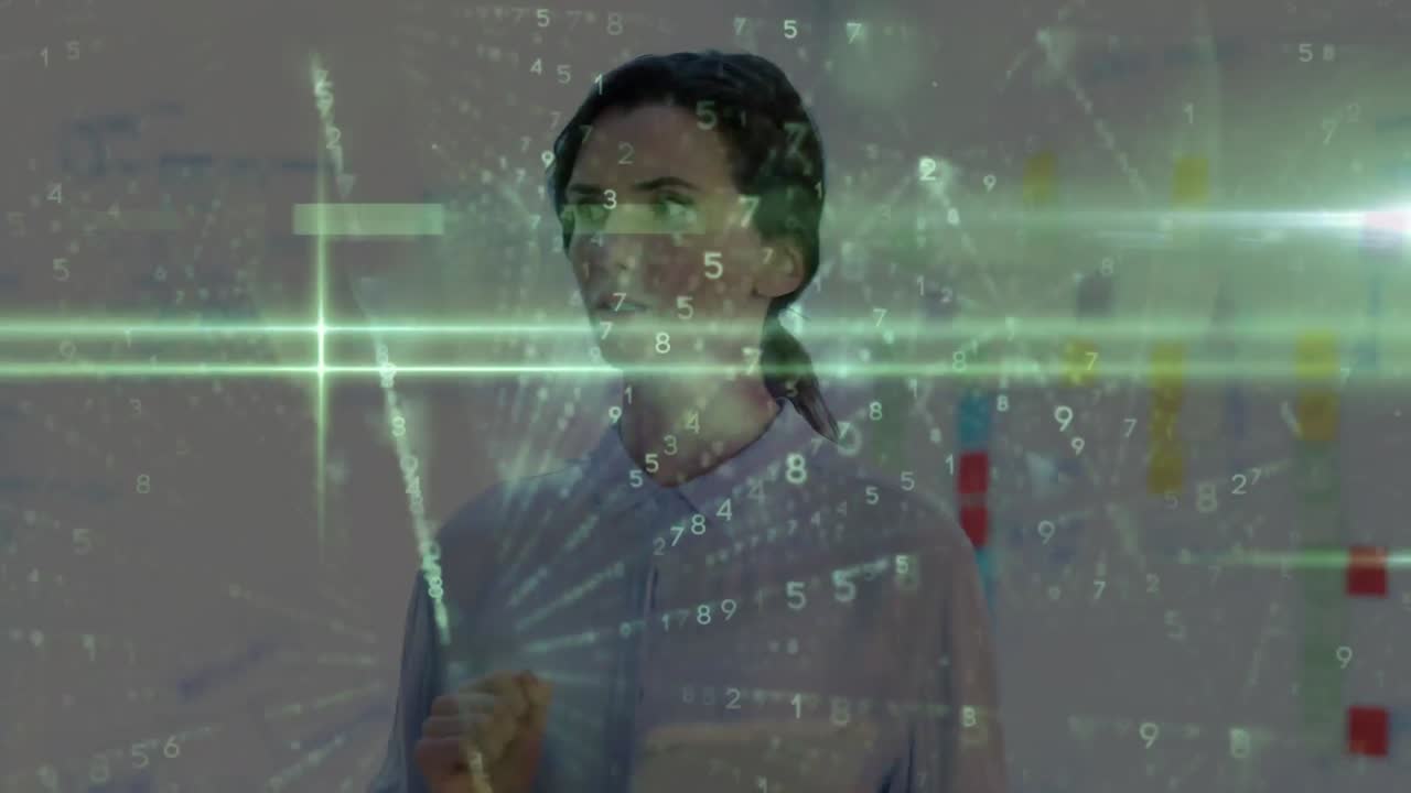 animación de la red de conexiones sobre una doctora caucásica