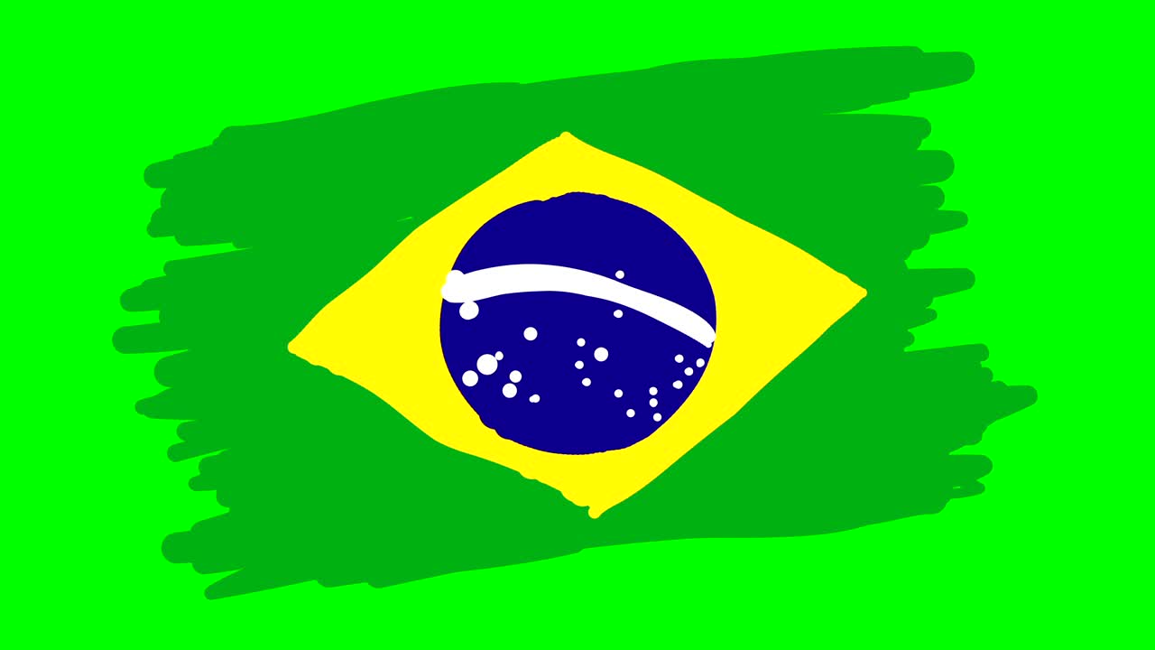 Brasiliens flag tegnes på grøn skærm isoleret whiteboard