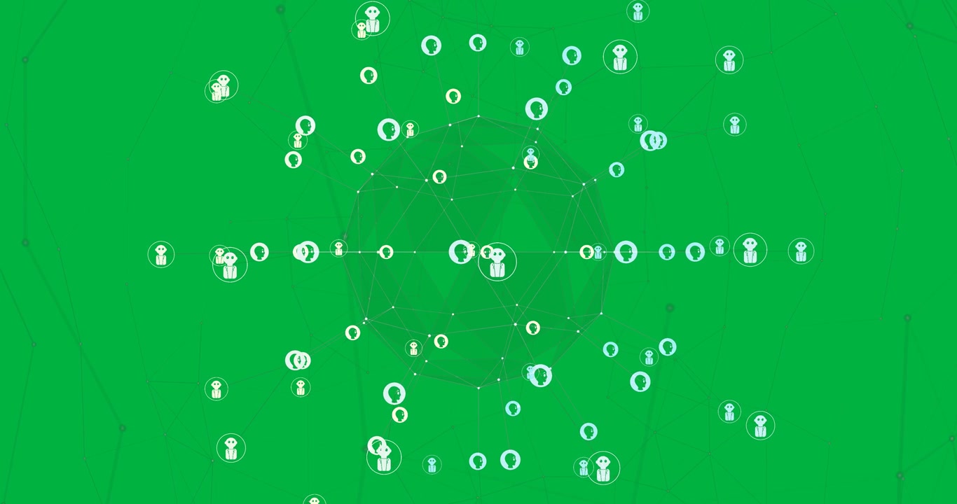 Animation af AI-chat netværk af forbindelser på gennemsigtig baggrund.