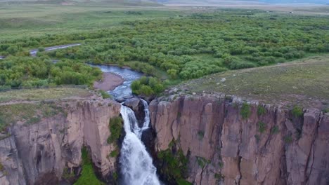 drone view of a big creek waterfall