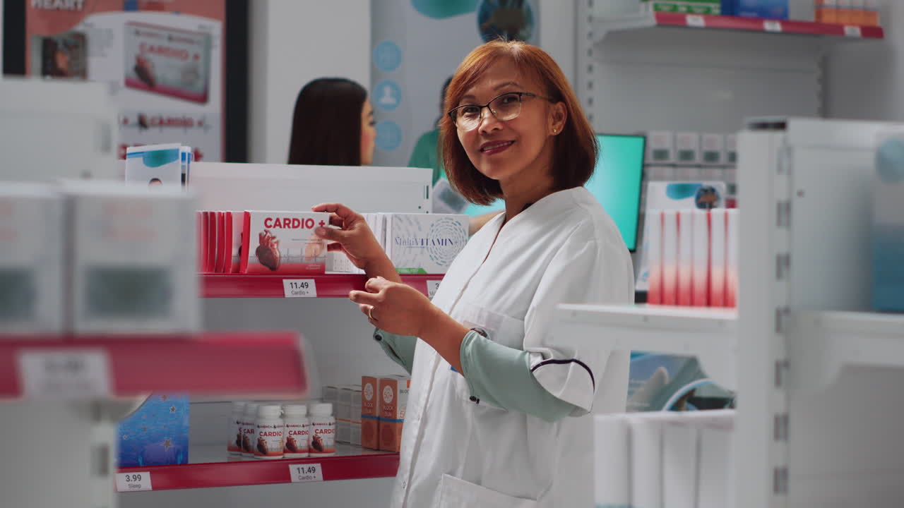 Pharmacist in a pharmacy with medicine