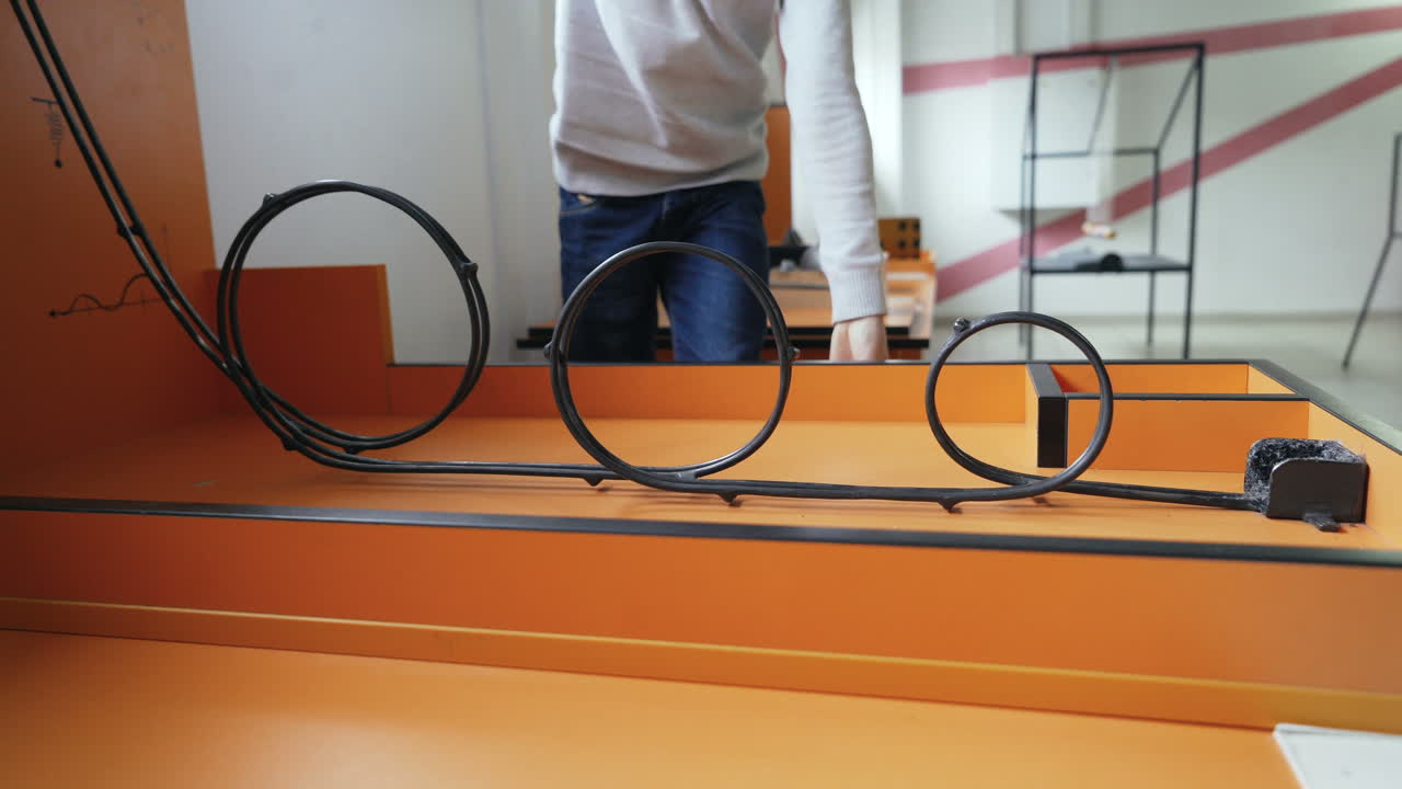 Boy conducts research experience. Museum of entertaining sciences