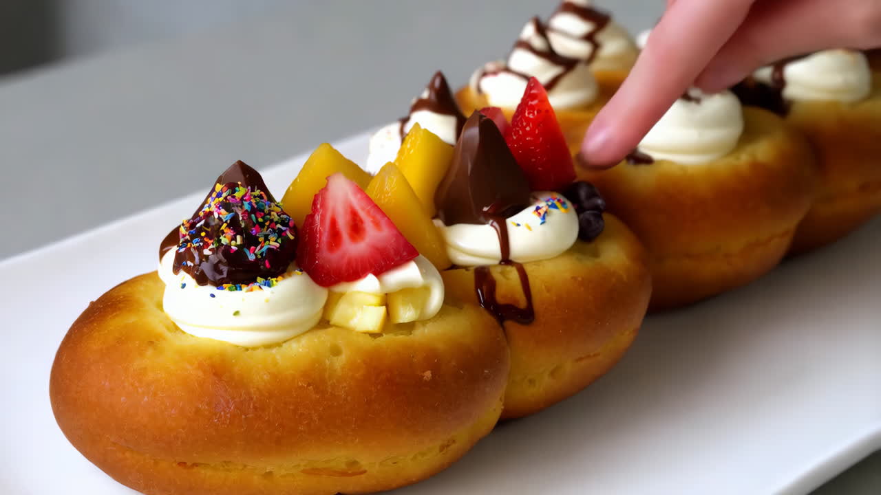 Decorated Fruit and Chocolate Bread Rolls