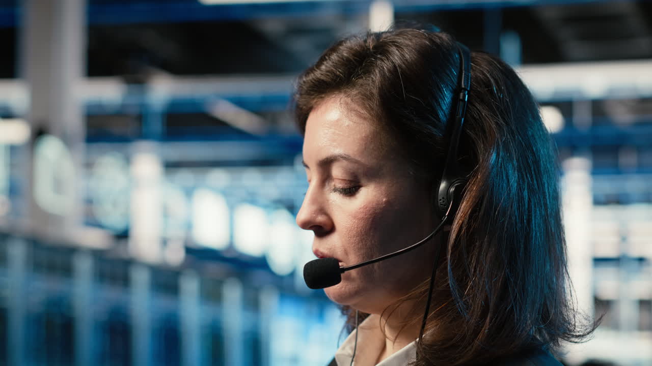 Data Center It Support Worker Diagnosing Issues Using Ar Holographic