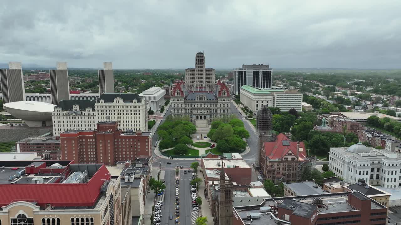 Drone view of downtown Albany New York