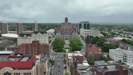 drone view of downtown albany new york
