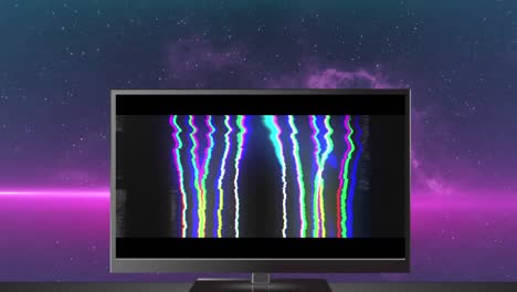 animación de texto wow brillante sobre la pantalla de televisión con fondo púrpura brillante