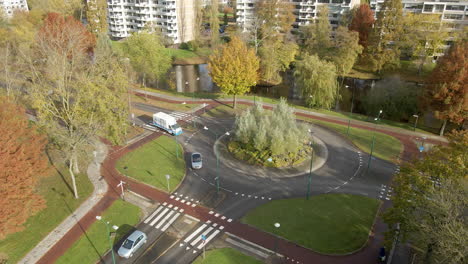 high angle view of traffic driving over a roundabout in the netherlands