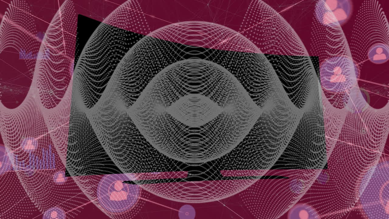 animación de conexiones a través de ondas caleidoscópicas y televisión