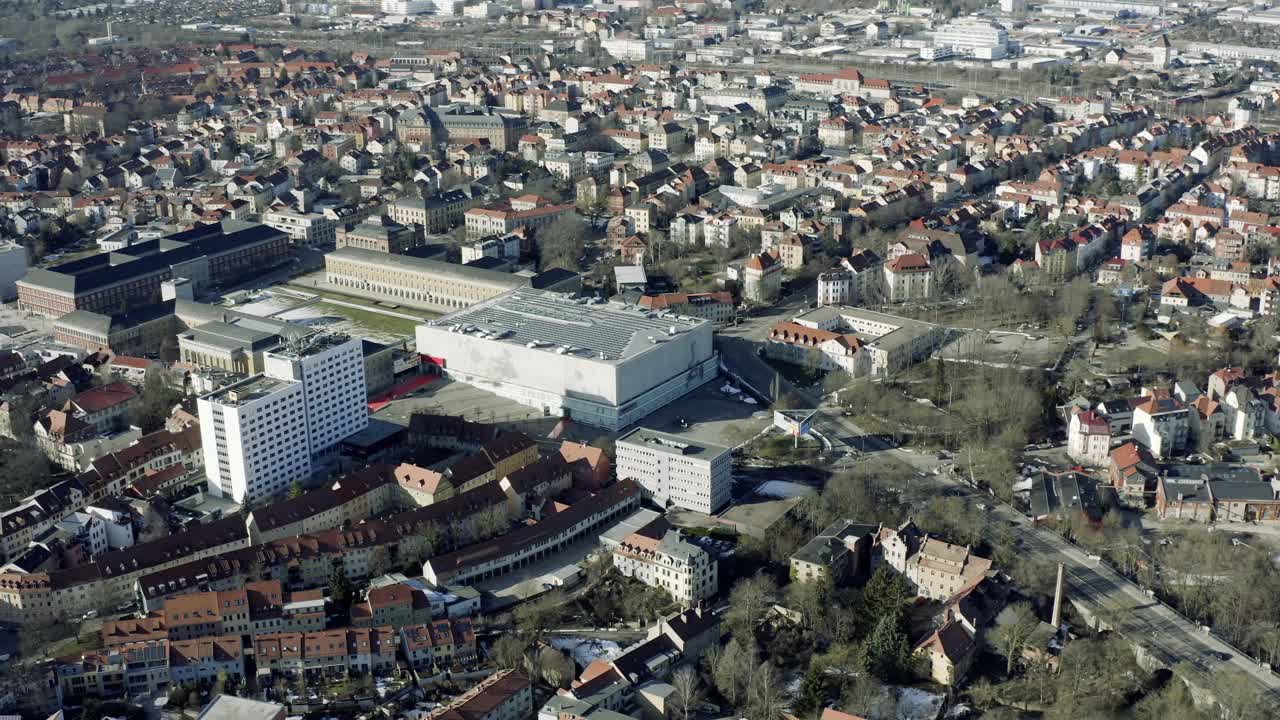 화창한 봄날 바이마르의 드론 항공 영상